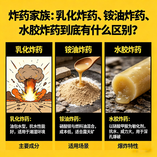 镇远炸药家族：乳化炸药、铵油炸药、水胶炸药到底有什么区别？